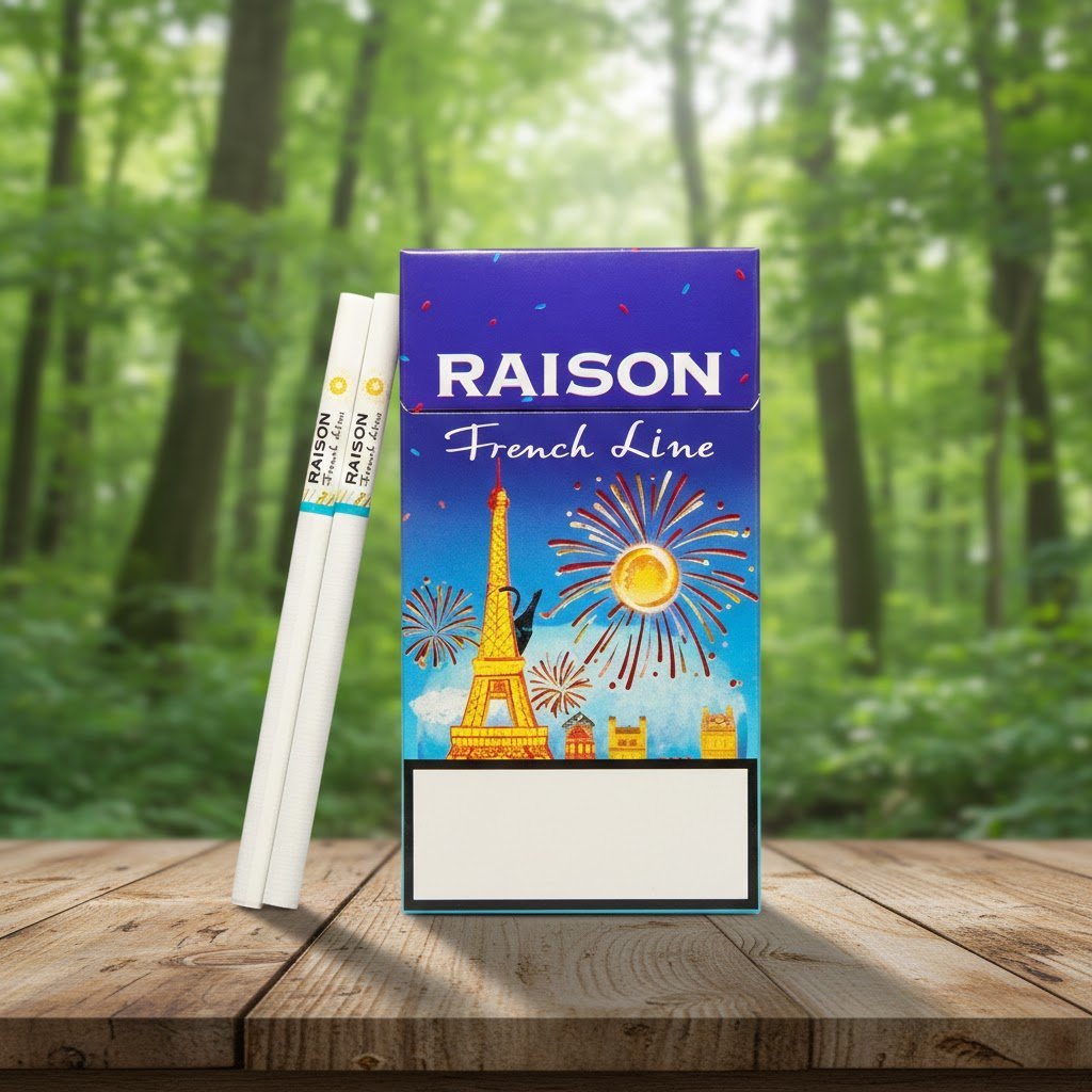 บุหรี่ Raison French Line Blue มวนสลิม 1 เม็ดบีบ กลิ่นโยเกิร์ตหอมนุ่มจากเกาหลี